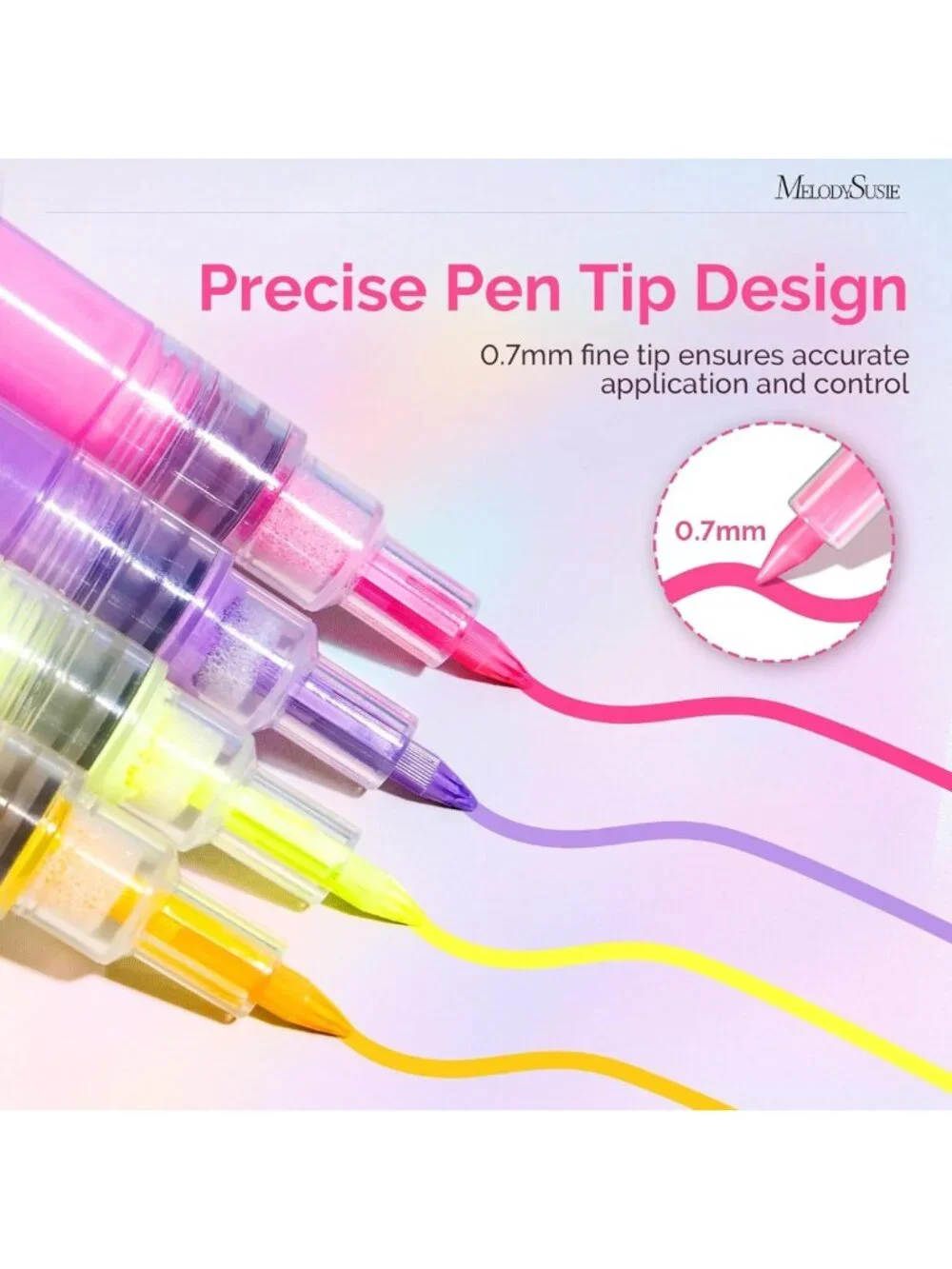 24 Color Nail Art Pens Set - 0.7MM Dotting Tools for DIY Manicure & Nail Design